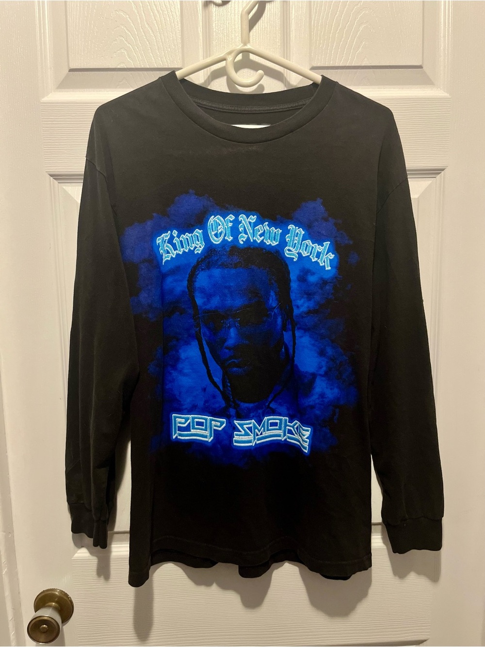 Pop Smoke Pull King Of New York Long Sleeve Shirt Brooklyn Rap Tee Large Black